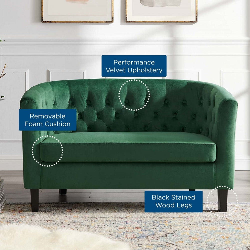 Prospect Performance Velvet Loveseat, Emerald