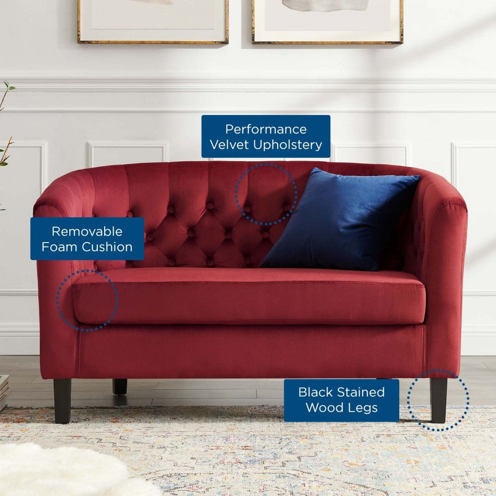 Prospect Performance Velvet Loveseat, Maroon