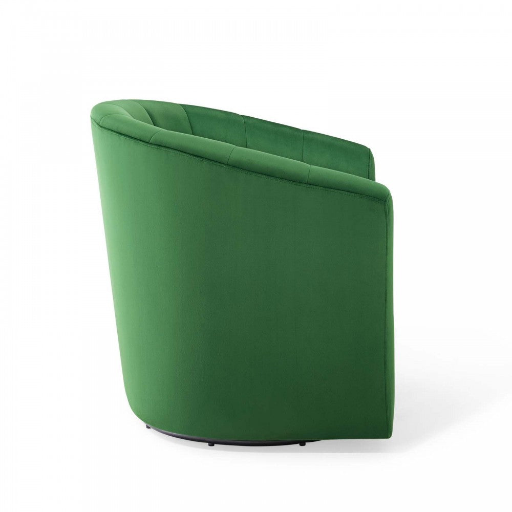 Prospect Performance Velvet Swivel Armchair, Emerald