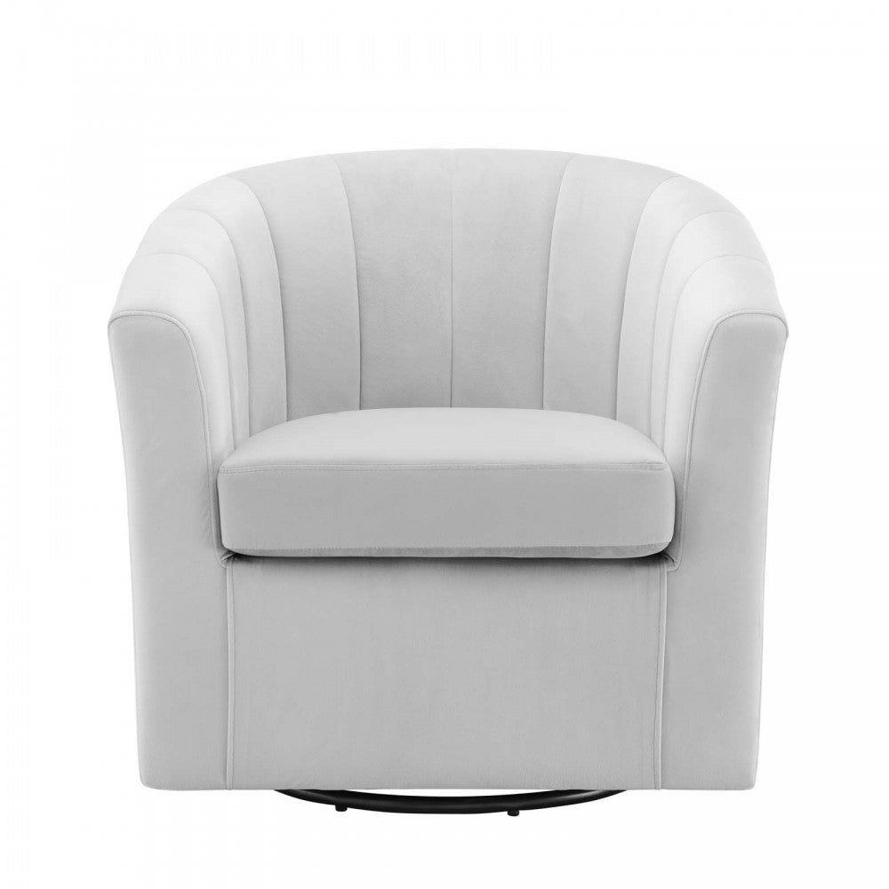 Prospect Performance Velvet Swivel Armchair, Light Gray