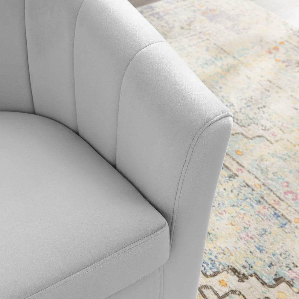 Prospect Performance Velvet Swivel Armchair, Light Gray