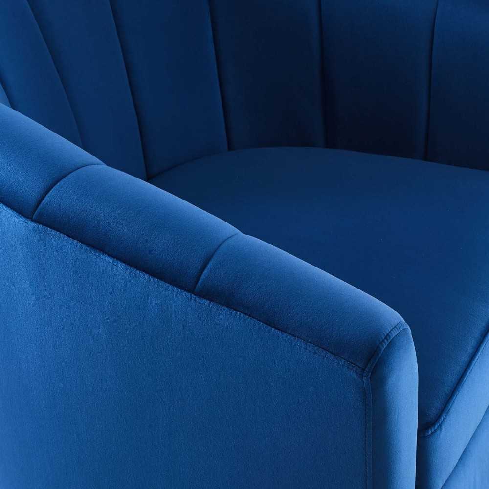 Prospect Performance Velvet Swivel Armchair, Navy