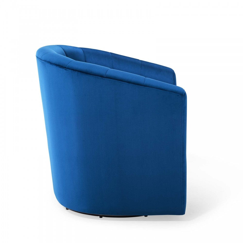 Prospect Performance Velvet Swivel Armchair, Navy