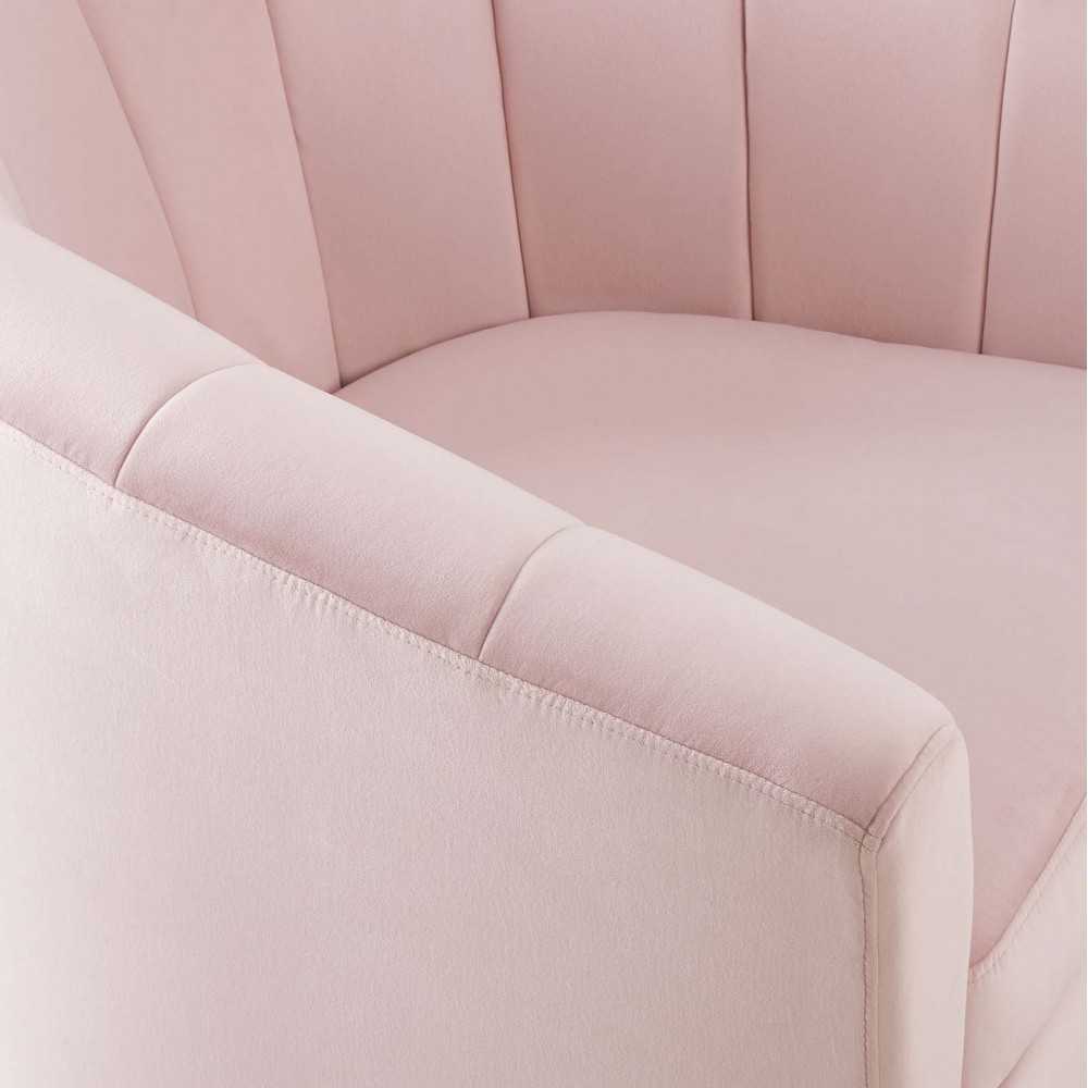 Prospect Performance Velvet Swivel Armchair, Pink