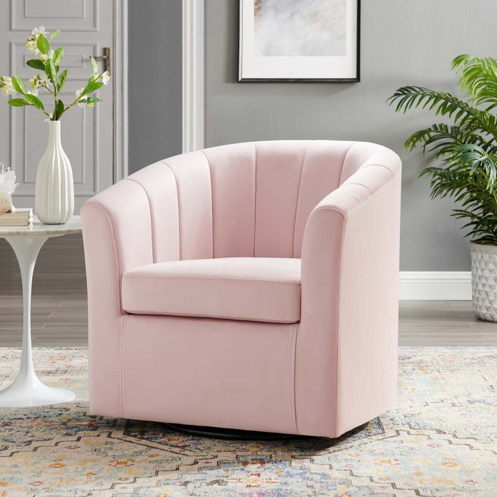 Prospect Performance Velvet Swivel Armchair, Pink