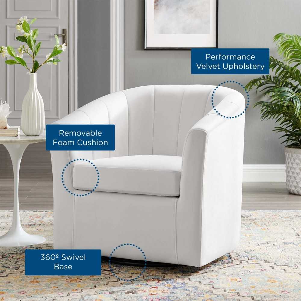 Prospect Performance Velvet Swivel Armchair, White