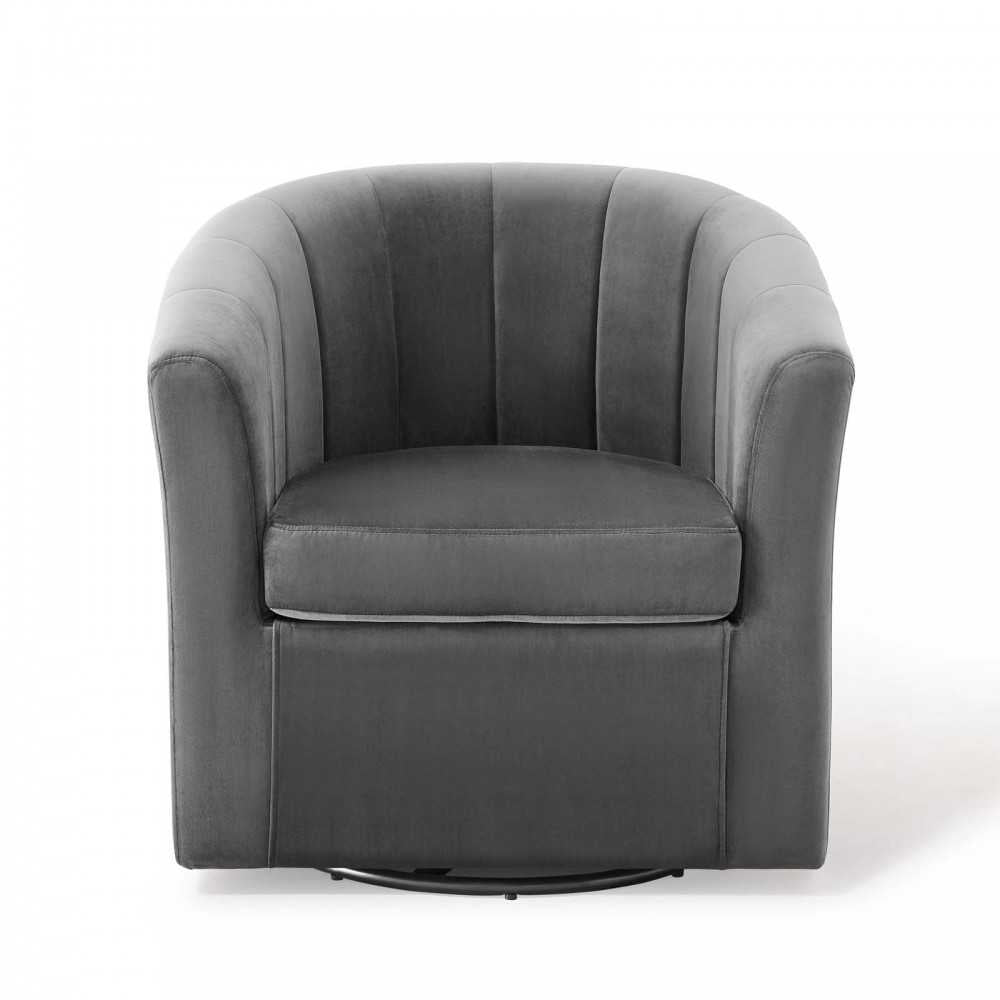 Prospect Performance Velvet Swivel Armchair, Charcoal