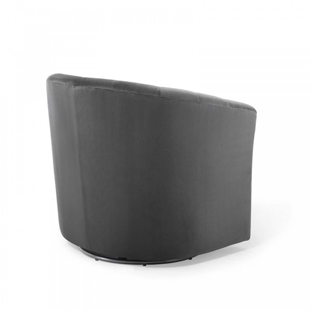 Prospect Performance Velvet Swivel Armchair, Charcoal