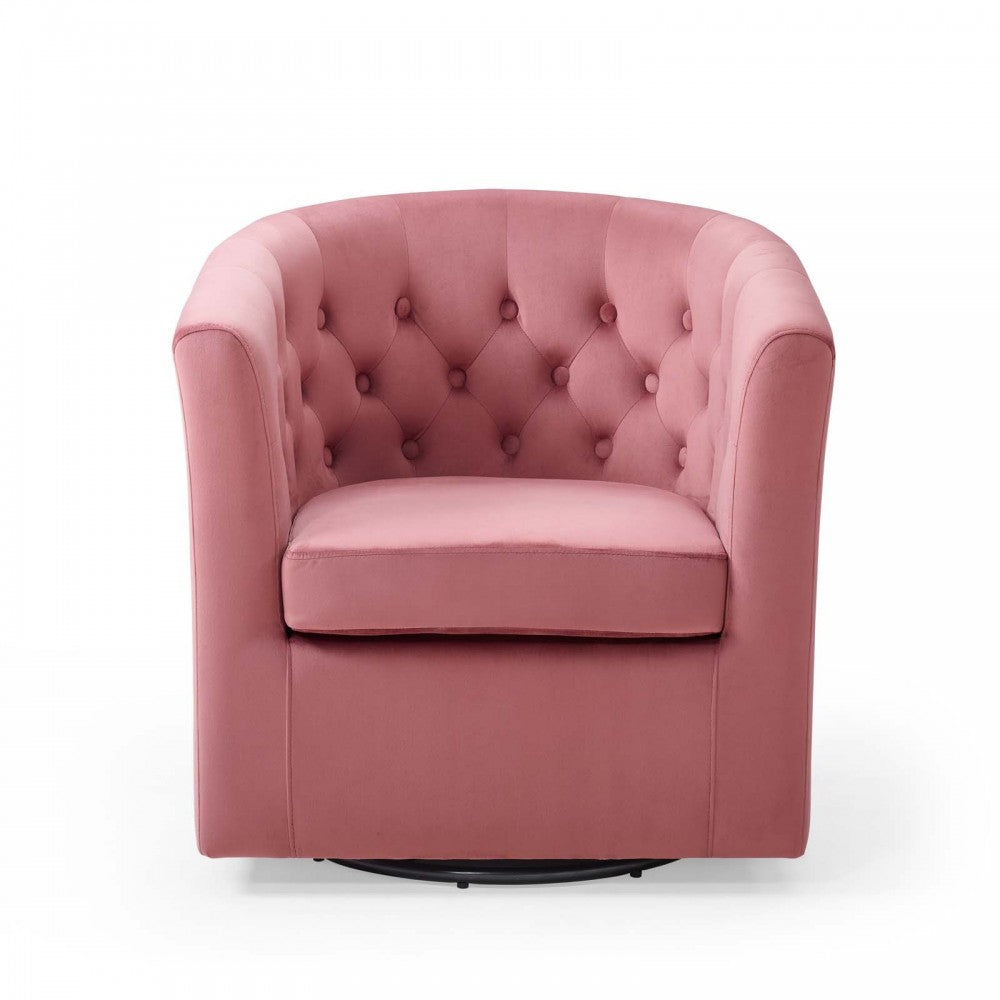 Prospect Tufted Performance Velvet Swivel Armchair, Dusty Rose