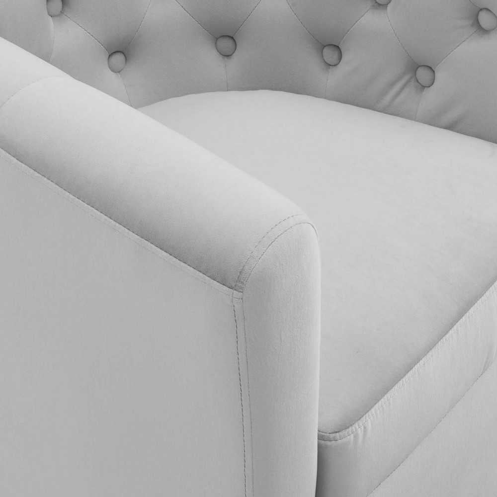 Prospect Tufted Performance Velvet Swivel Armchair, Light Gray