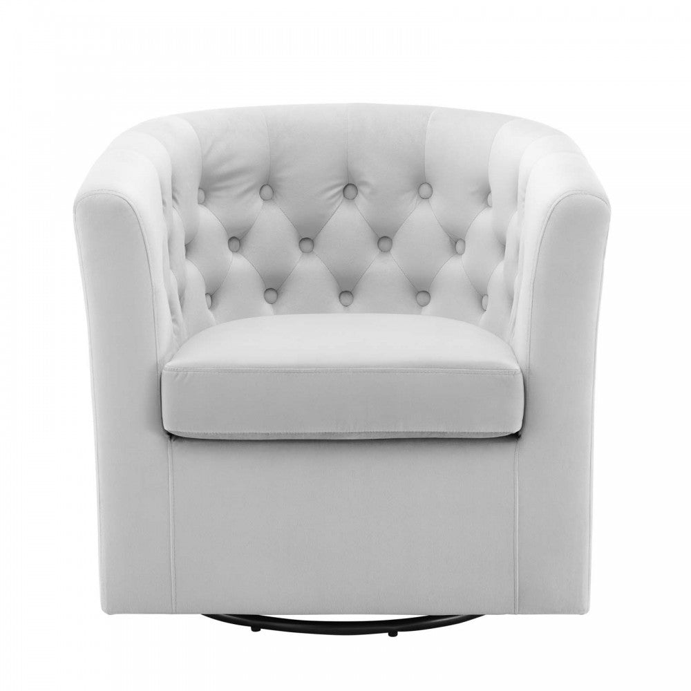 Prospect Tufted Performance Velvet Swivel Armchair, Light Gray