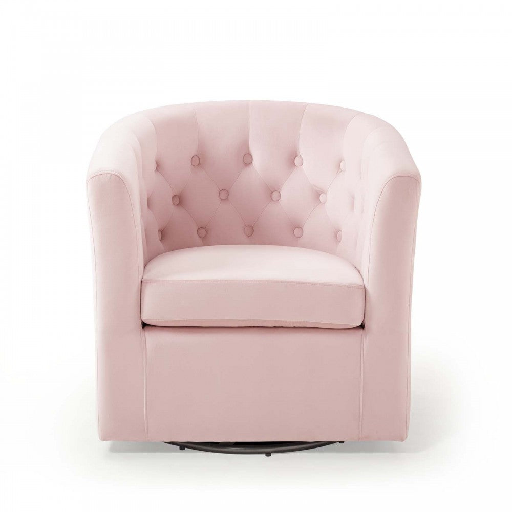 Prospect Tufted Performance Velvet Swivel Armchair, Pink