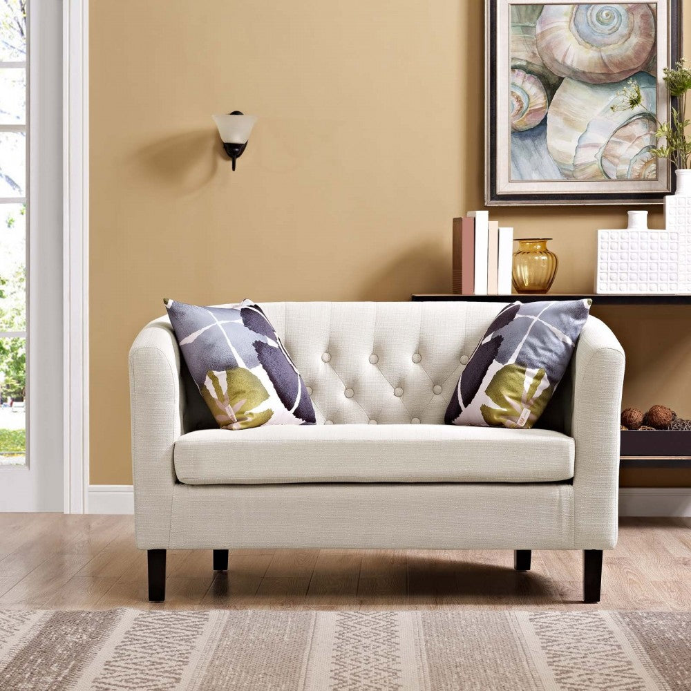 Prospect Upholstered Fabric Loveseat, Beige