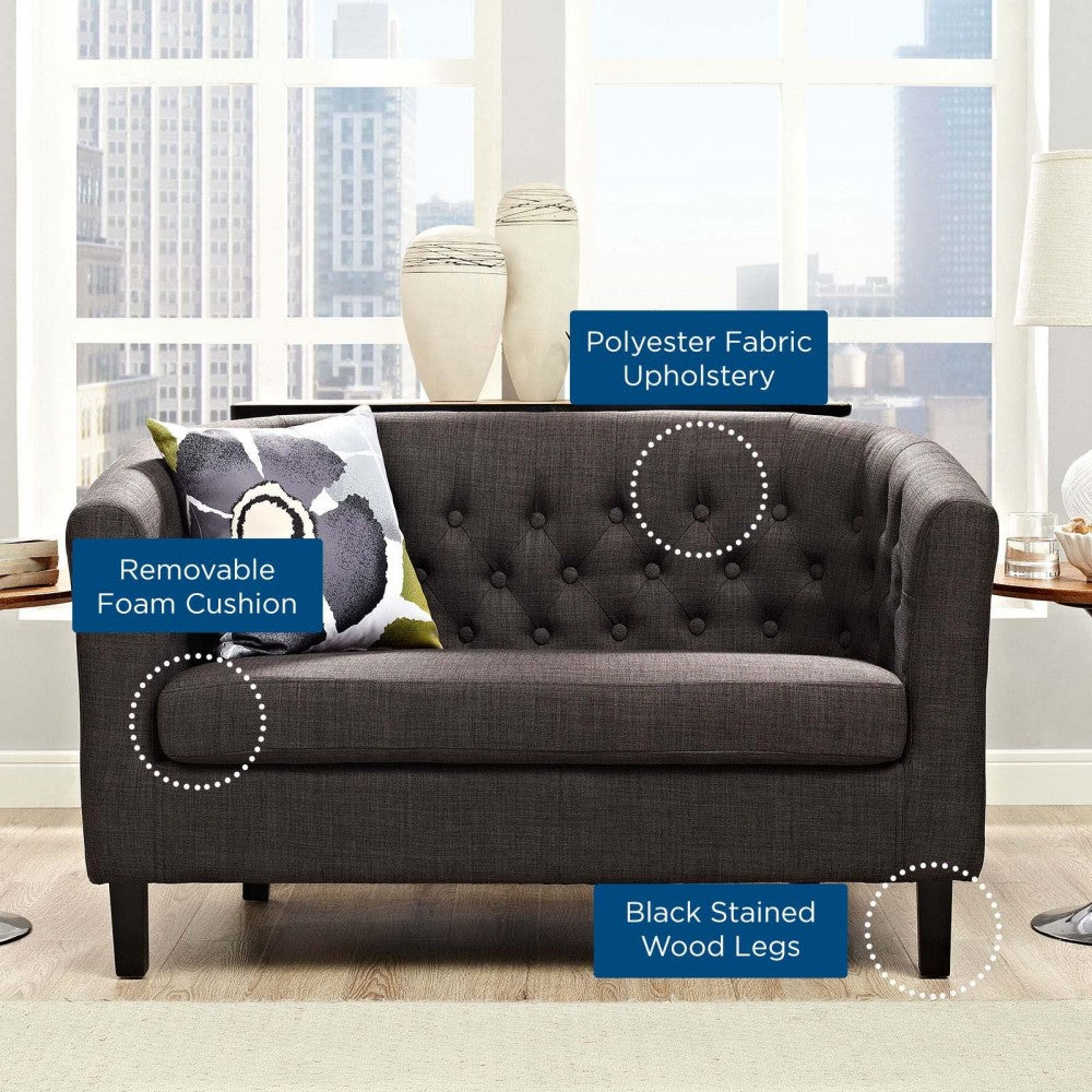 Prospect Upholstered Fabric Loveseat, Brown