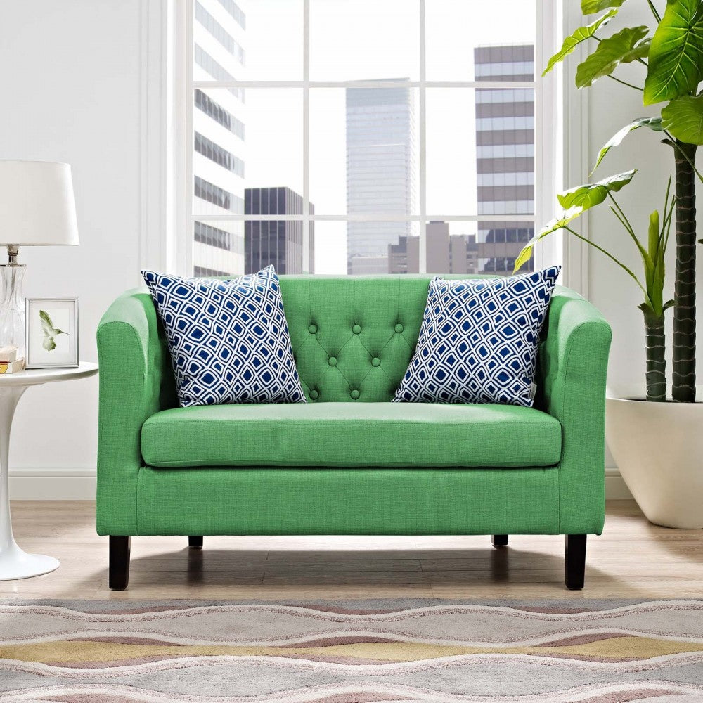 Prospect Upholstered Fabric Loveseat, Kelly Green