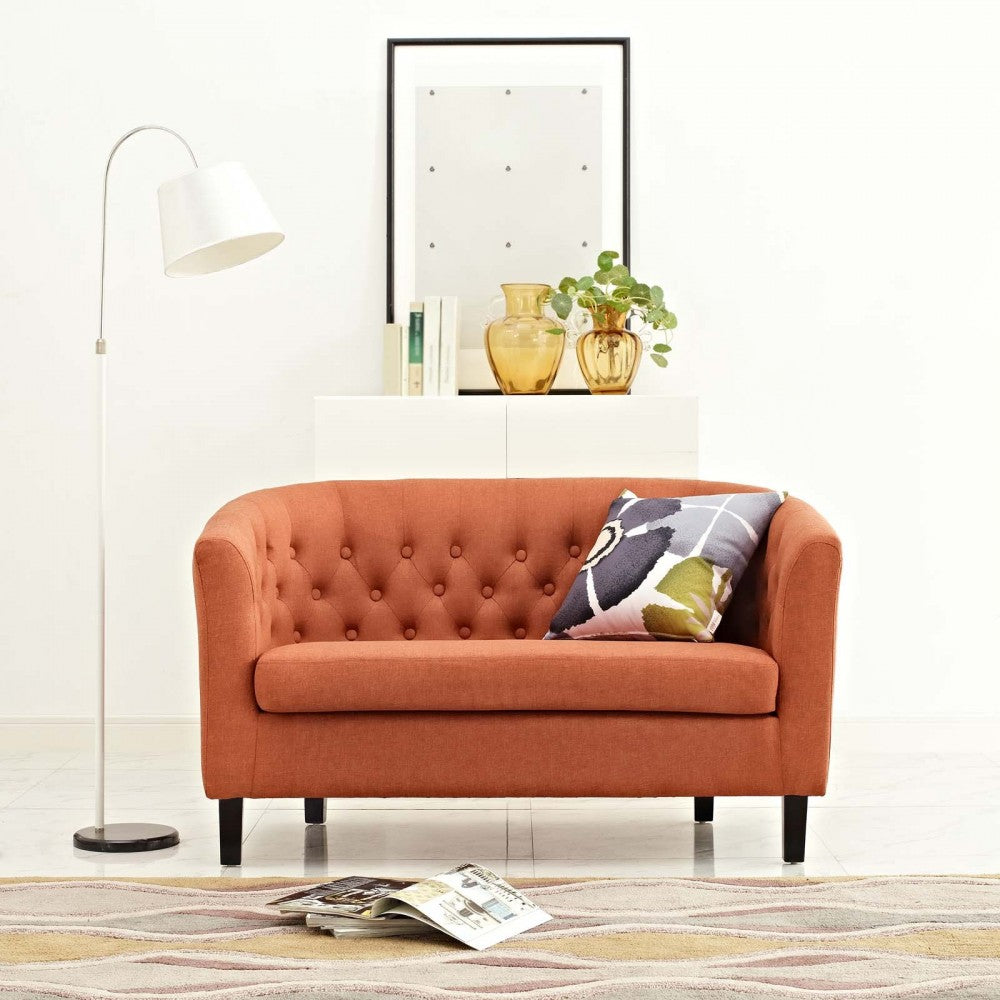 Prospect Upholstered Fabric Loveseat, Orange