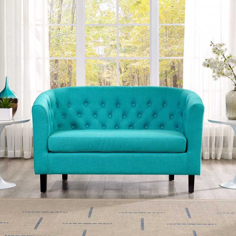 Prospect Upholstered Fabric Loveseat, Pure Water