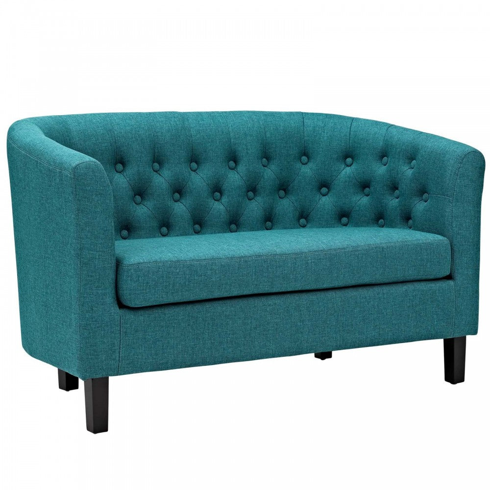 Prospect Upholstered Fabric Loveseat, Teal