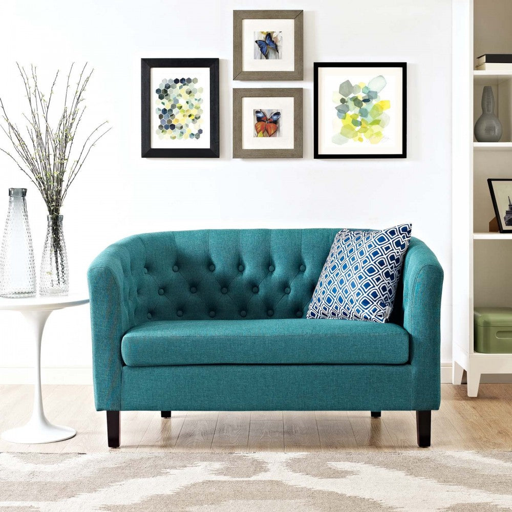 Prospect Upholstered Fabric Loveseat, Teal