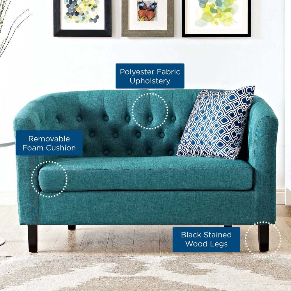 Prospect Upholstered Fabric Loveseat, Teal
