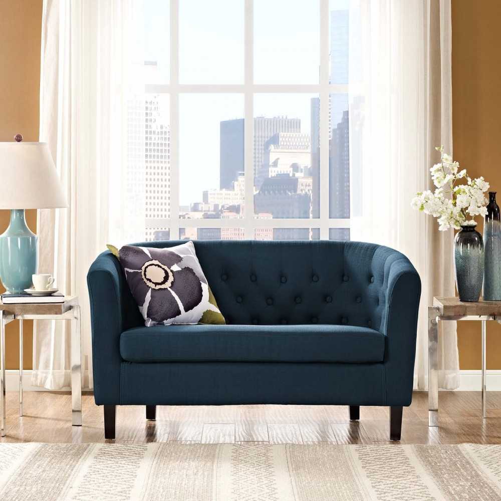 Prospect Upholstered Fabric Loveseat, Azure