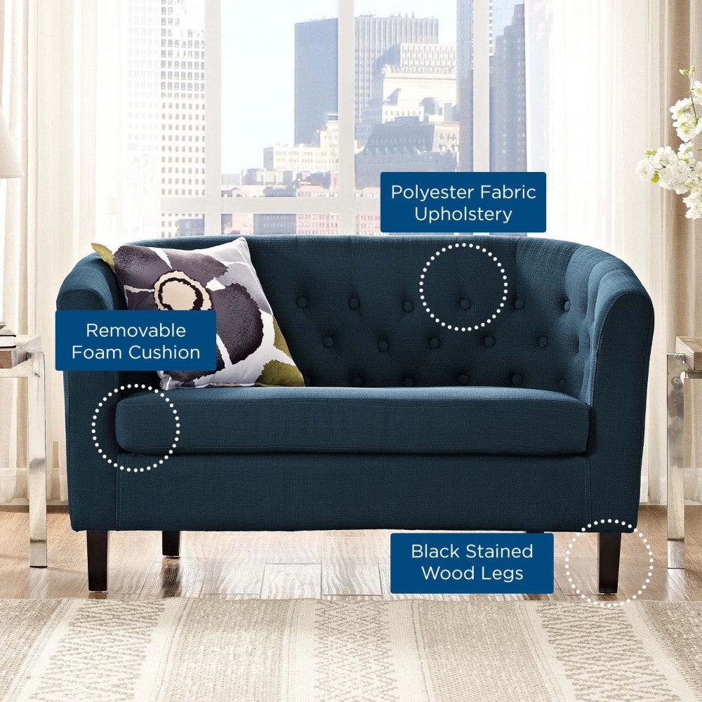 Prospect Upholstered Fabric Loveseat, Azure