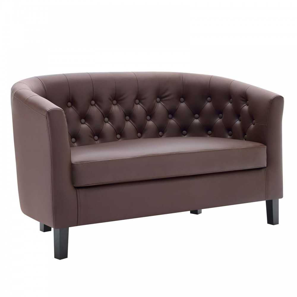 Prospect Upholstered Vinyl Loveseat, Brown