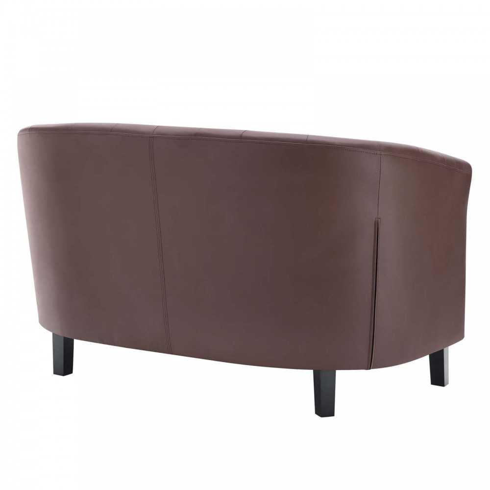 Prospect Upholstered Vinyl Loveseat, Brown