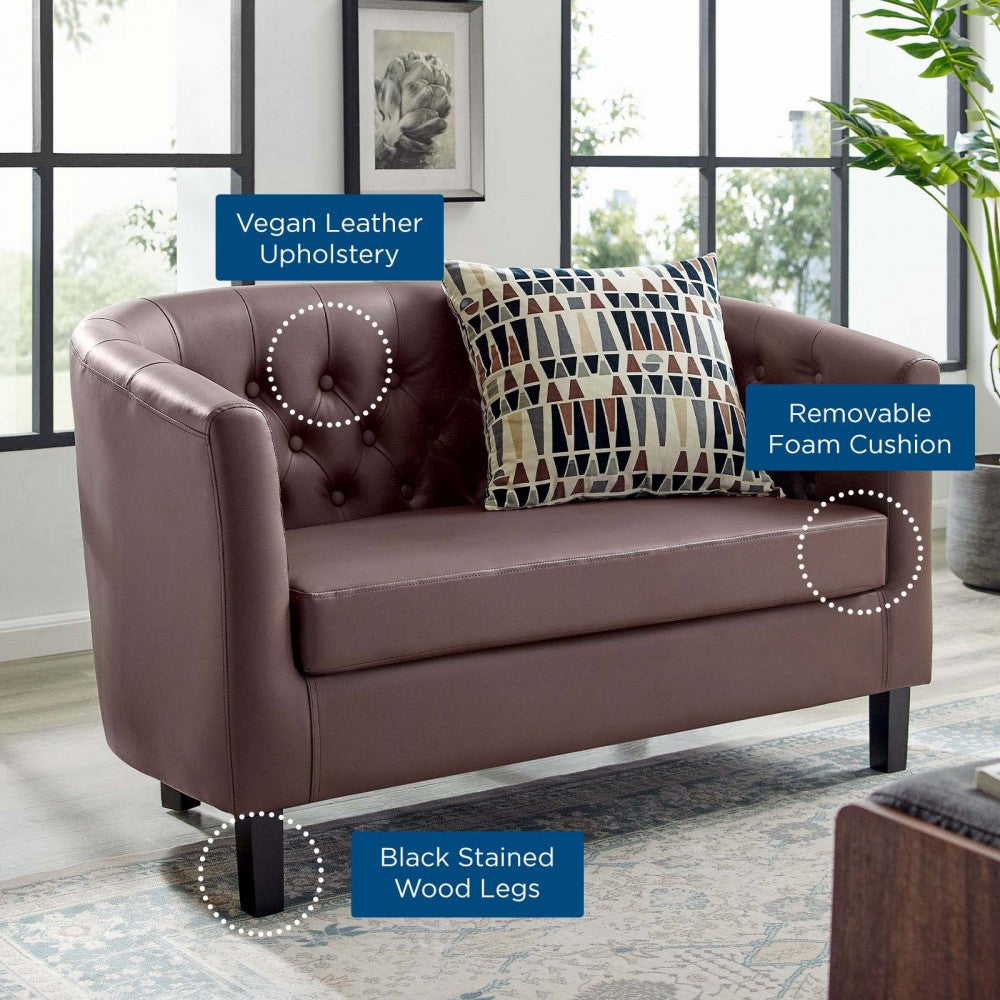 Prospect Upholstered Vinyl Loveseat, Brown