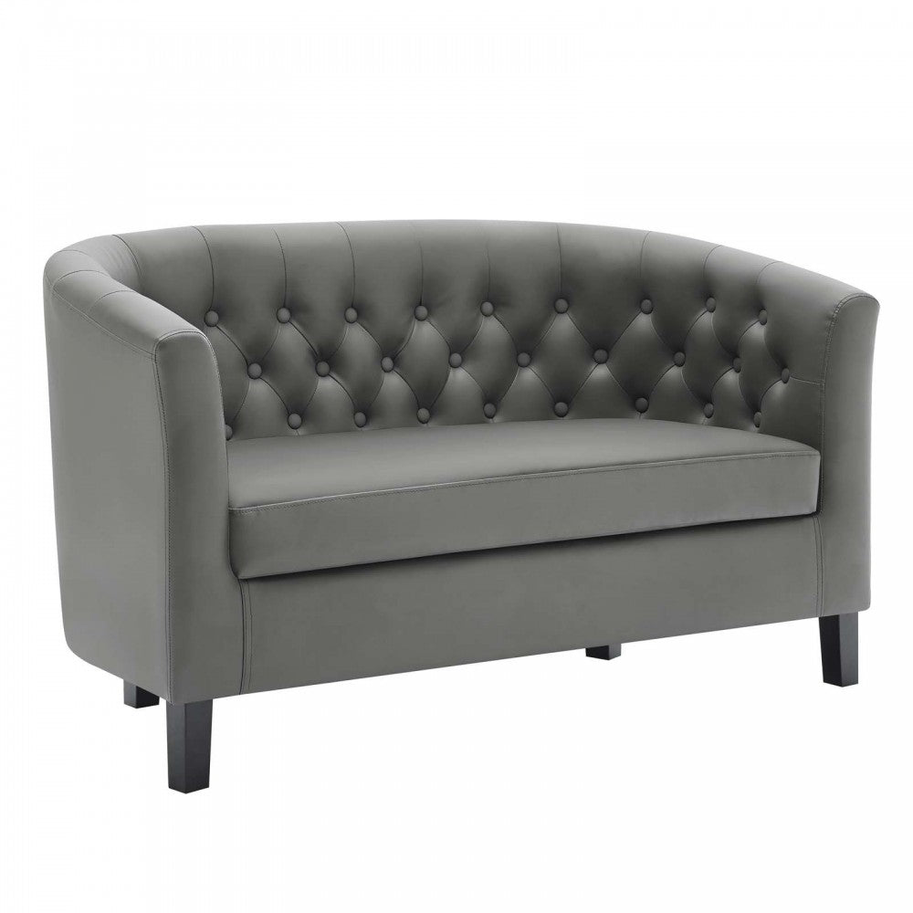 Prospect Upholstered Vinyl Loveseat, Gray