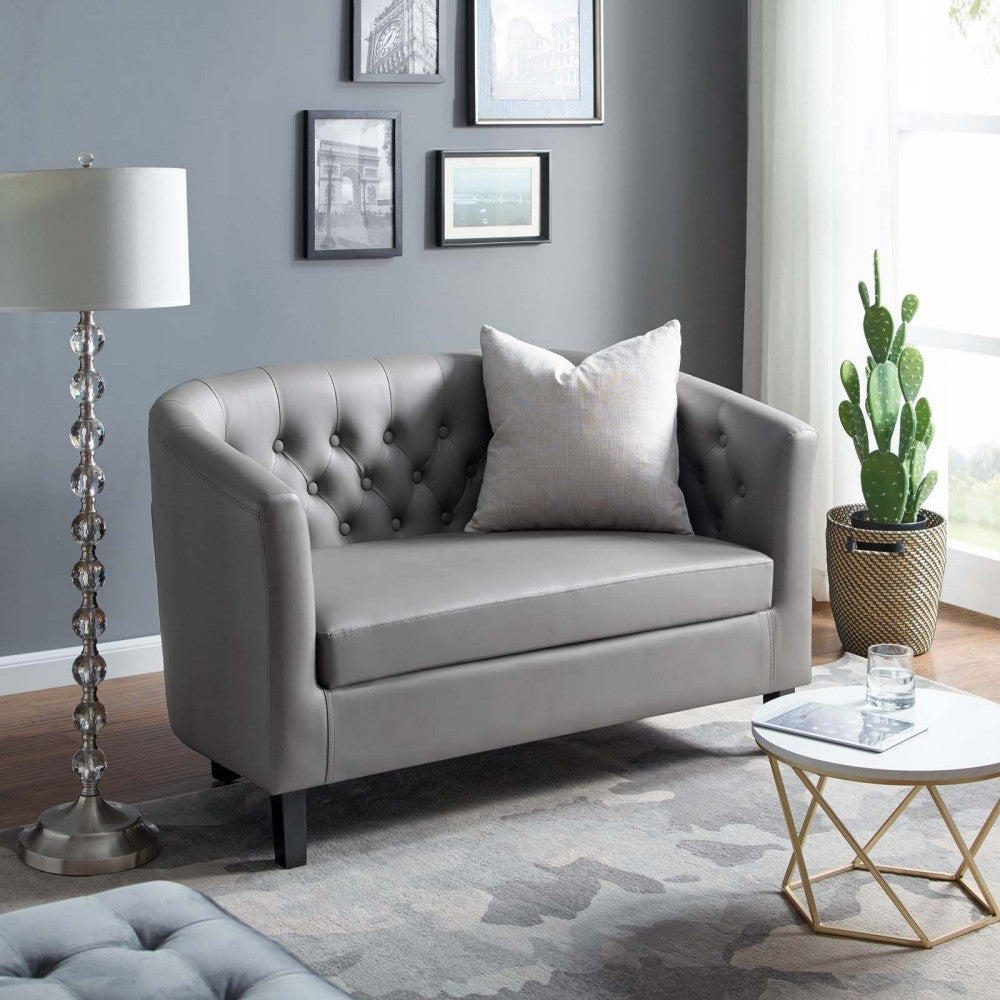 Prospect Upholstered Vinyl Loveseat, Gray