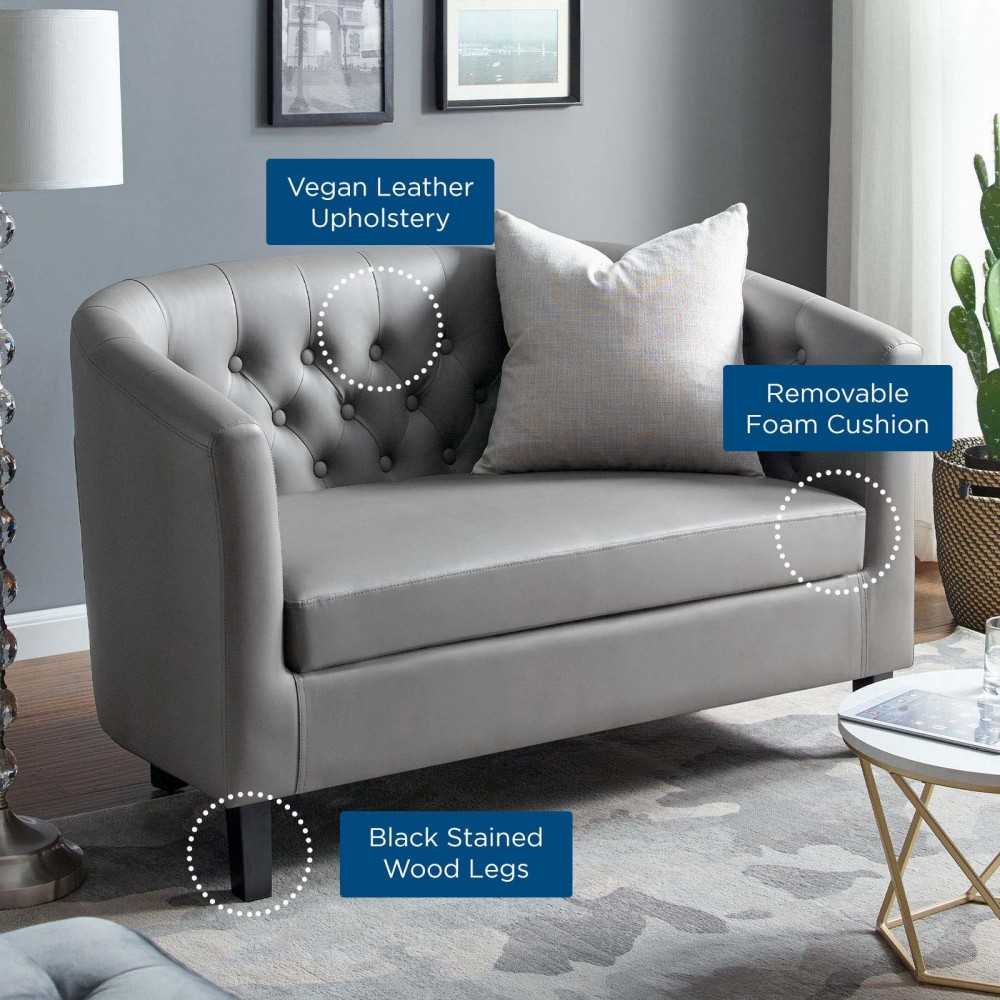 Prospect Upholstered Vinyl Loveseat, Gray