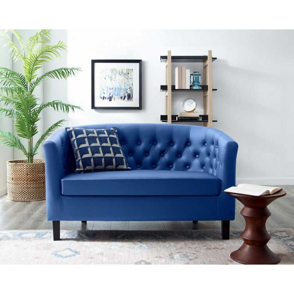 Prospect Upholstered Vinyl Loveseat, Navy
