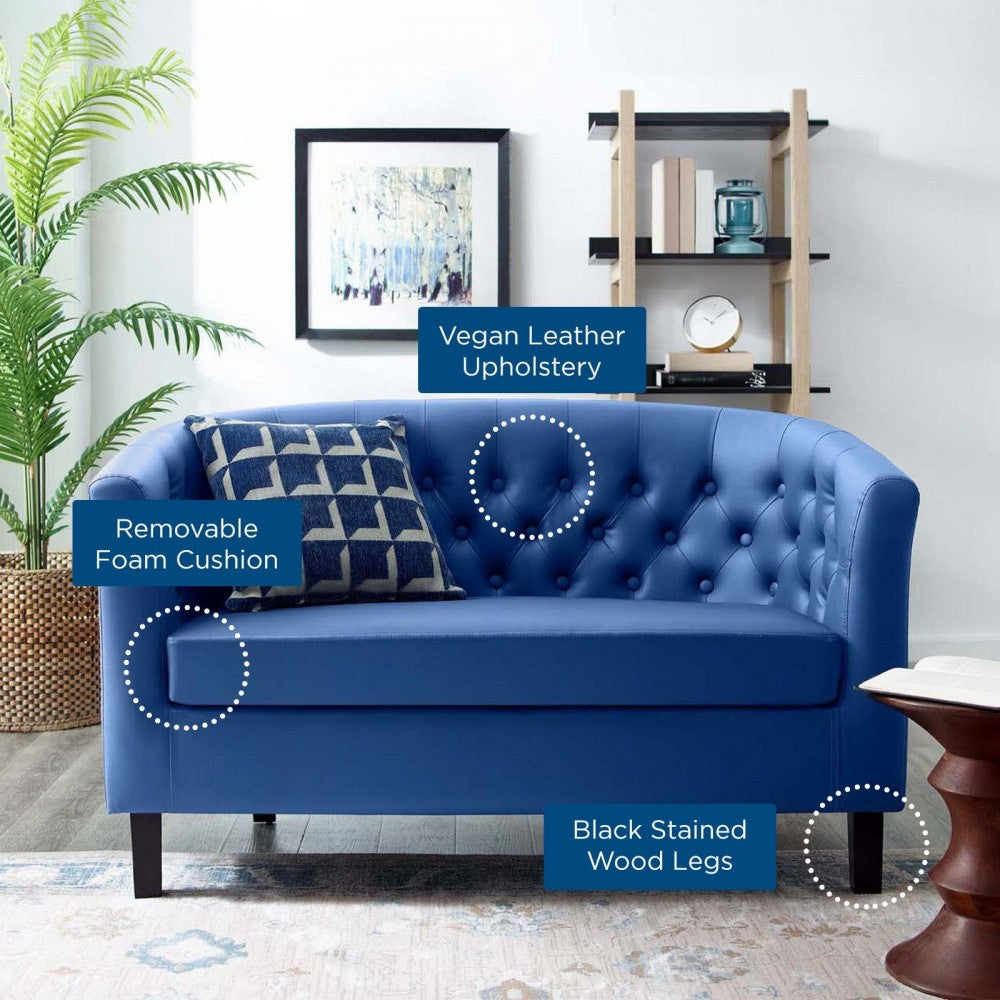 Prospect Upholstered Vinyl Loveseat, Navy