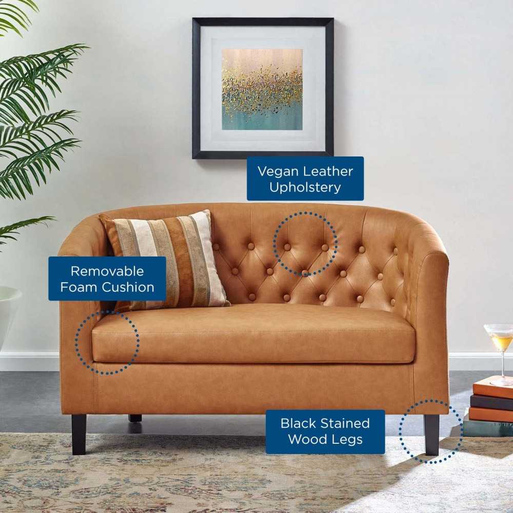 Prospect Upholstered Vinyl Loveseat, Tan