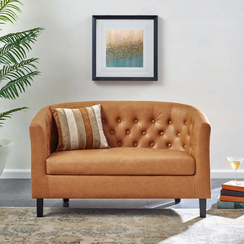Prospect Upholstered Vinyl Loveseat, Tan