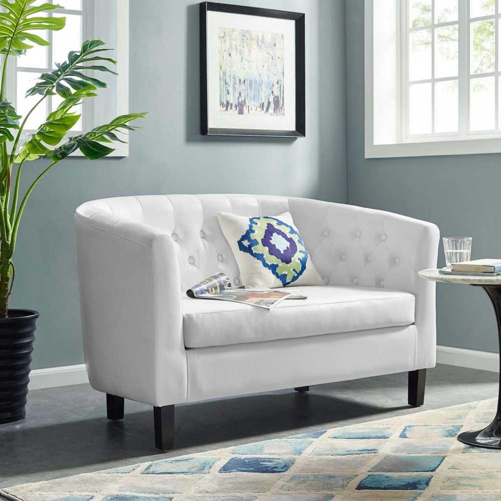 Prospect Upholstered Vinyl Loveseat, White