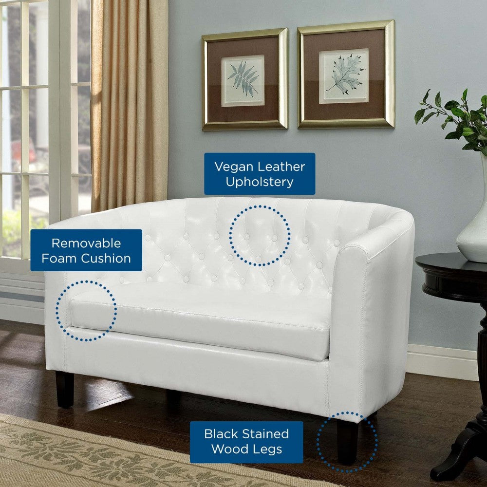 Prospect Upholstered Vinyl Loveseat, White