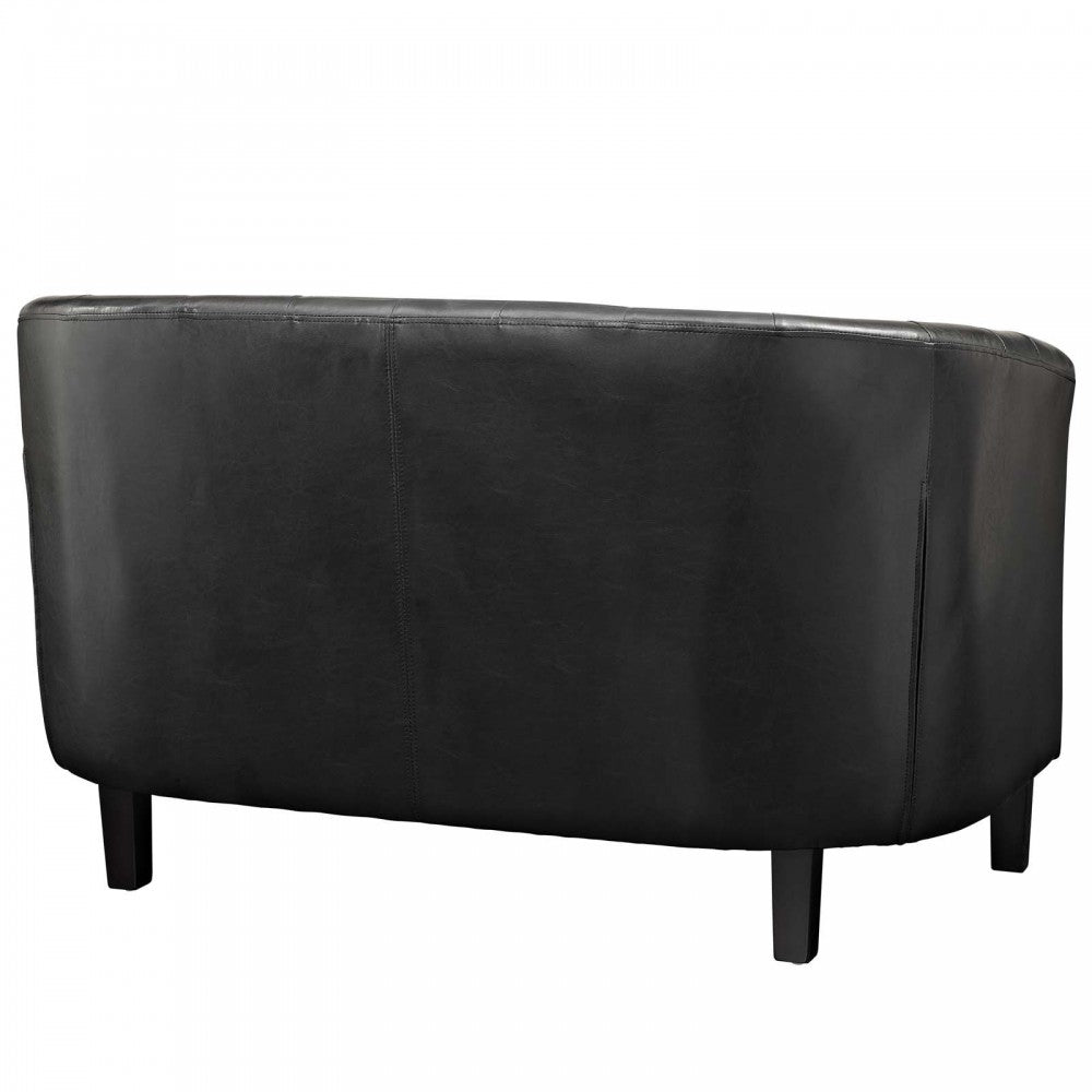 Prospect Upholstered Vinyl Loveseat and Armchair Set, Black
