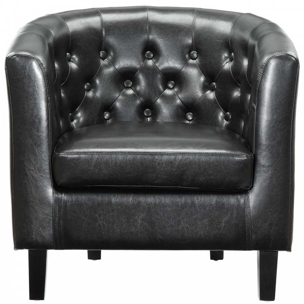 Prospect Upholstered Vinyl Loveseat and Armchair Set, Black