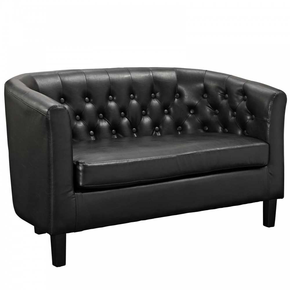 Prospect Upholstered Vinyl Loveseat and Armchair Set, Black
