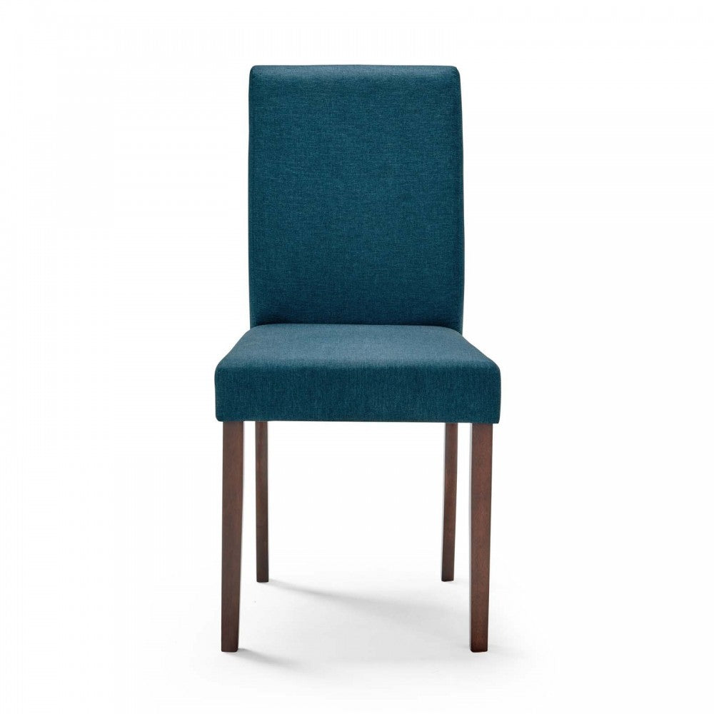 Prosper 5 Piece Upholstered Fabric Dining Set, Cappuccino Blue, EEI-4290-CAP-BLU