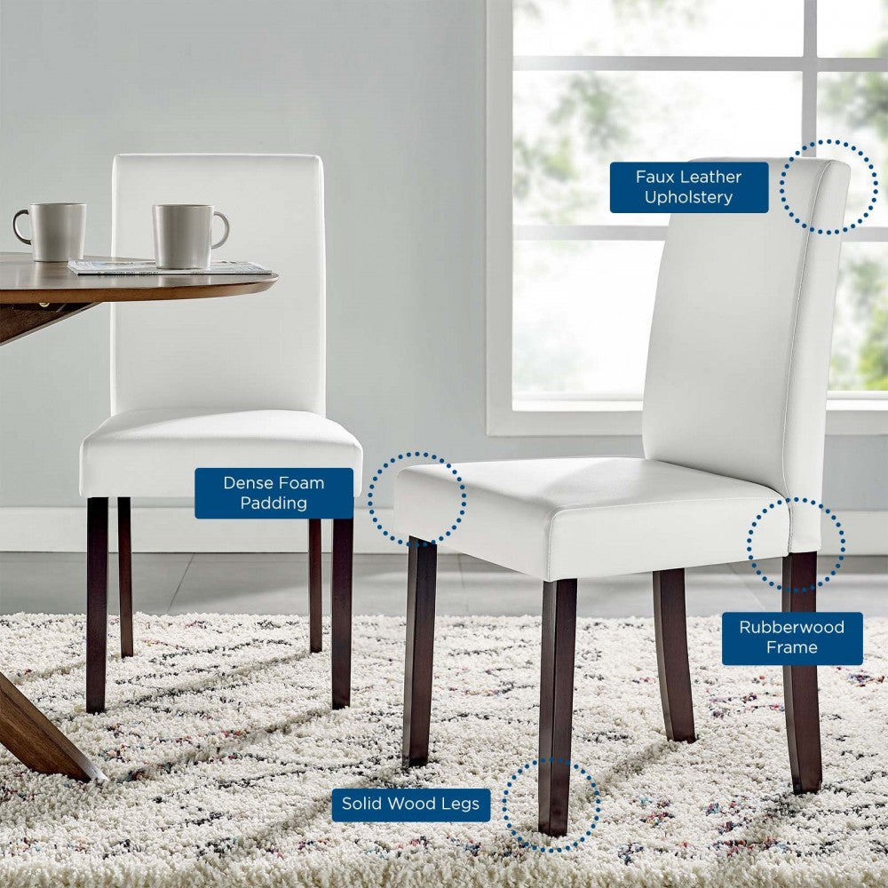 Prosper Faux Leather Dining Side Chair Set of 2, White