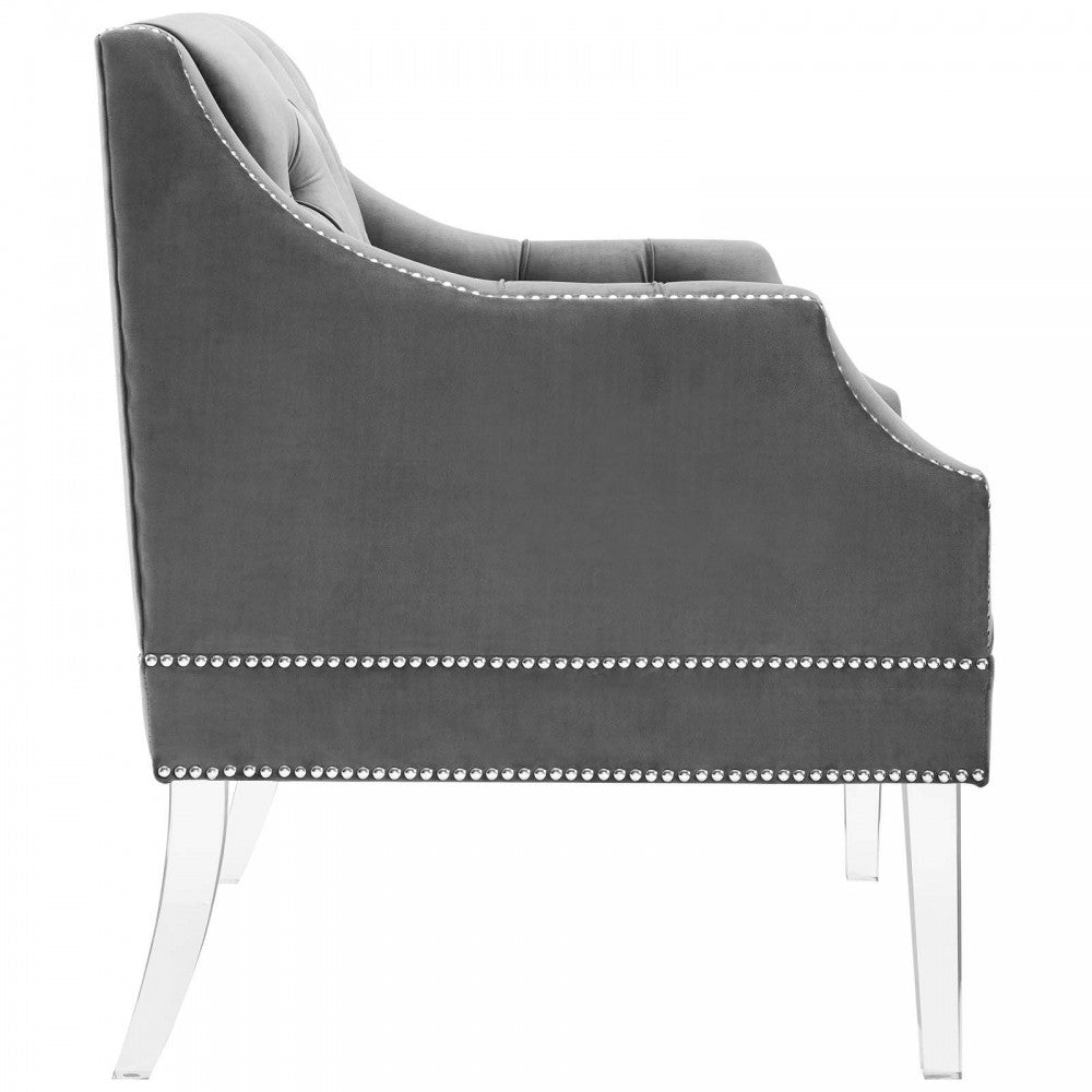Proverbial Armchair Performance Velvet Set of 2, Gray