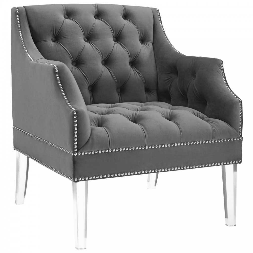 Proverbial Armchair Performance Velvet Set of 2, Gray