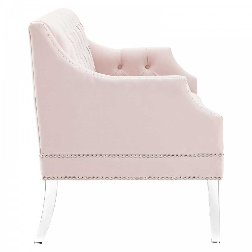 Proverbial Tufted Performance Velvet Loveseat, Pink