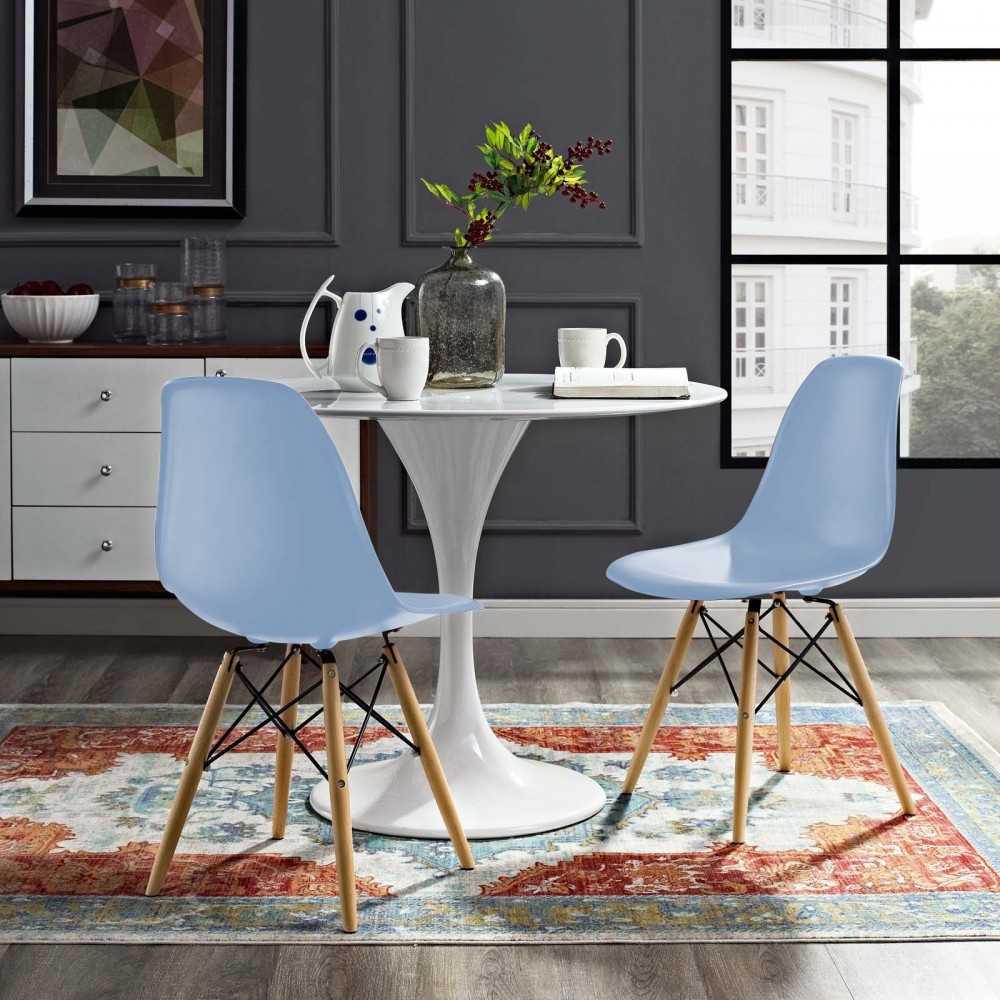 Pyramid Dining Side Chairs Set of 2, Light Blue