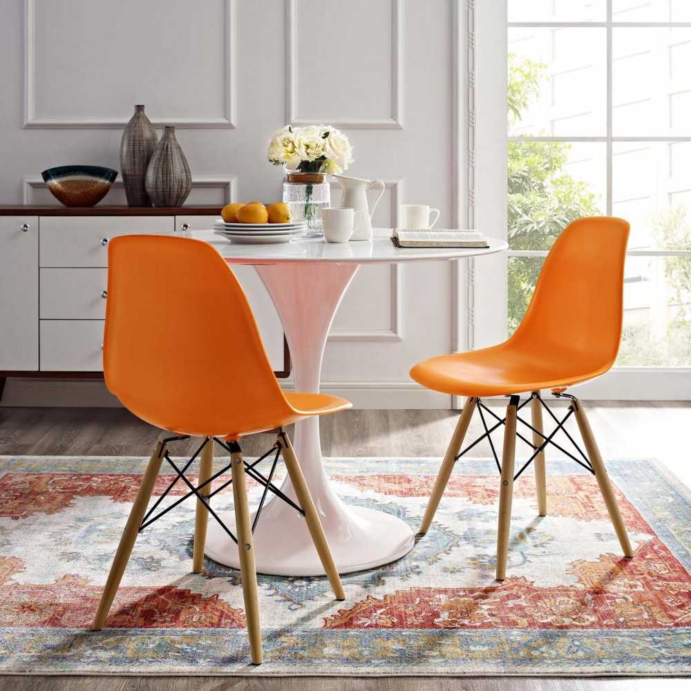 Pyramid Dining Side Chairs Set of 2, Orange