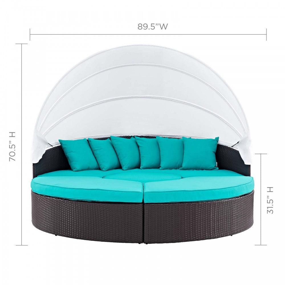 Quest Canopy Outdoor Patio Daybed, Espresso Turquoise