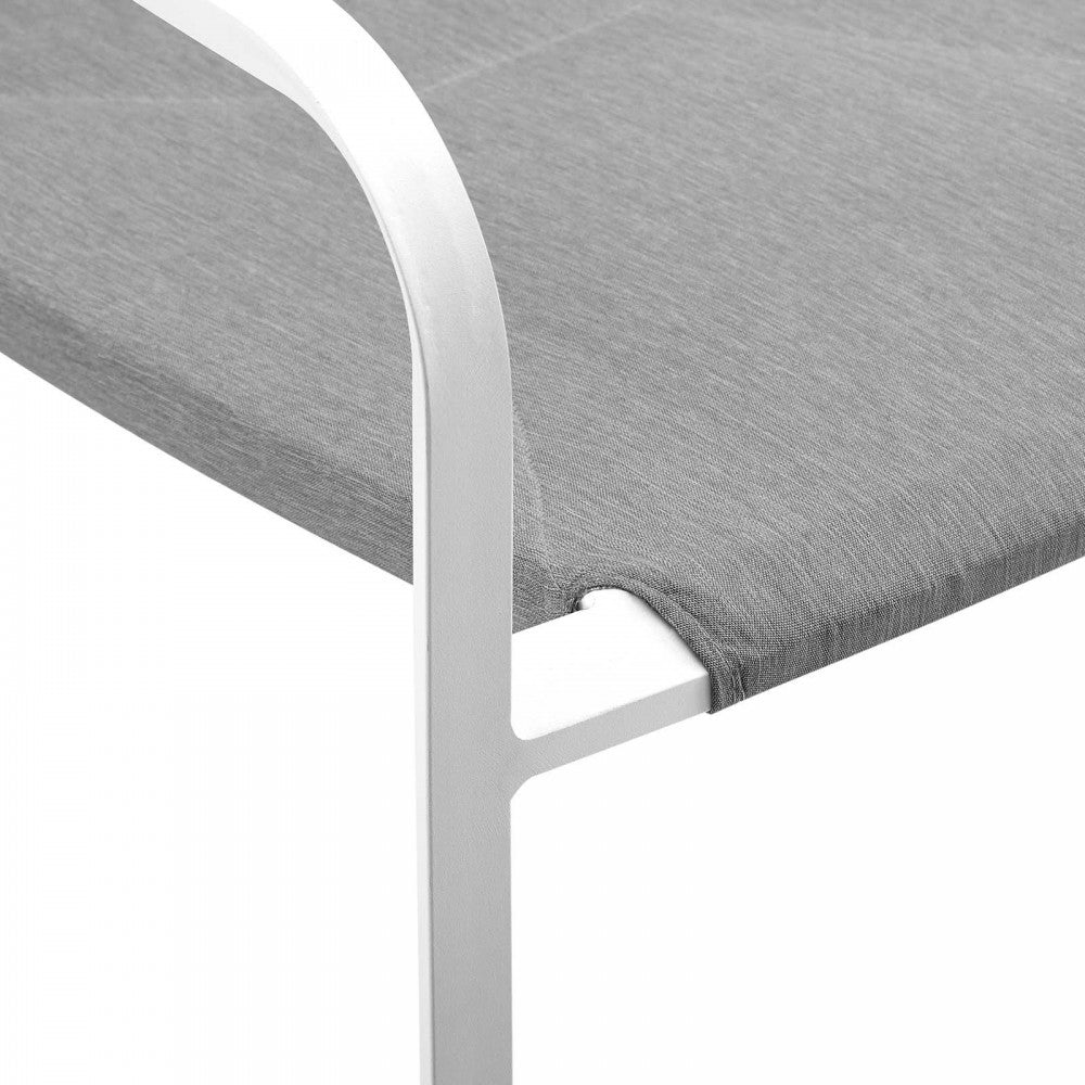 Raleigh Outdoor Patio Aluminum Armchair Set of 2, White Gray